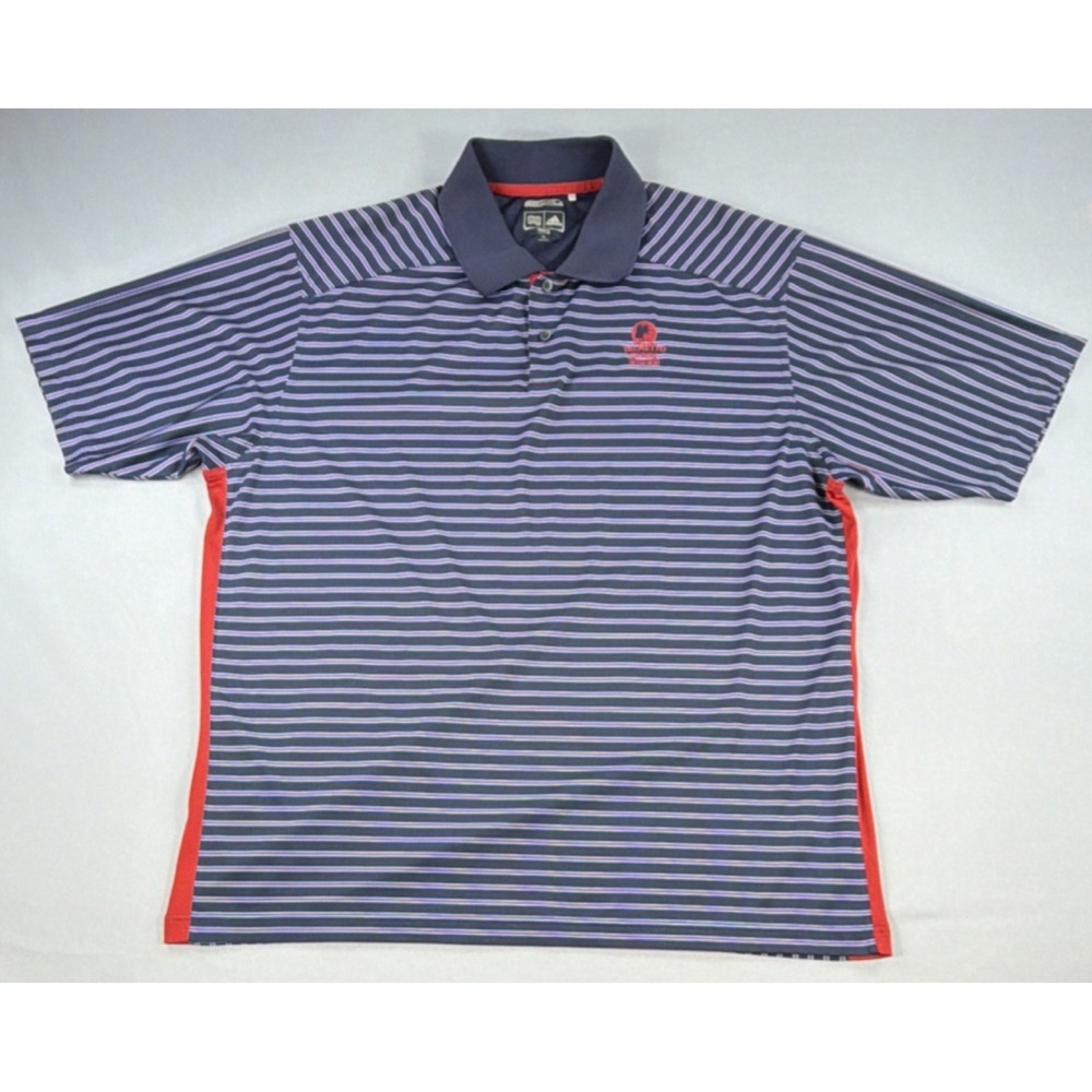 Adidas ClimaCool Polo Shirt Mens XL Striped Golf Palmetto Dunes Hilton Head